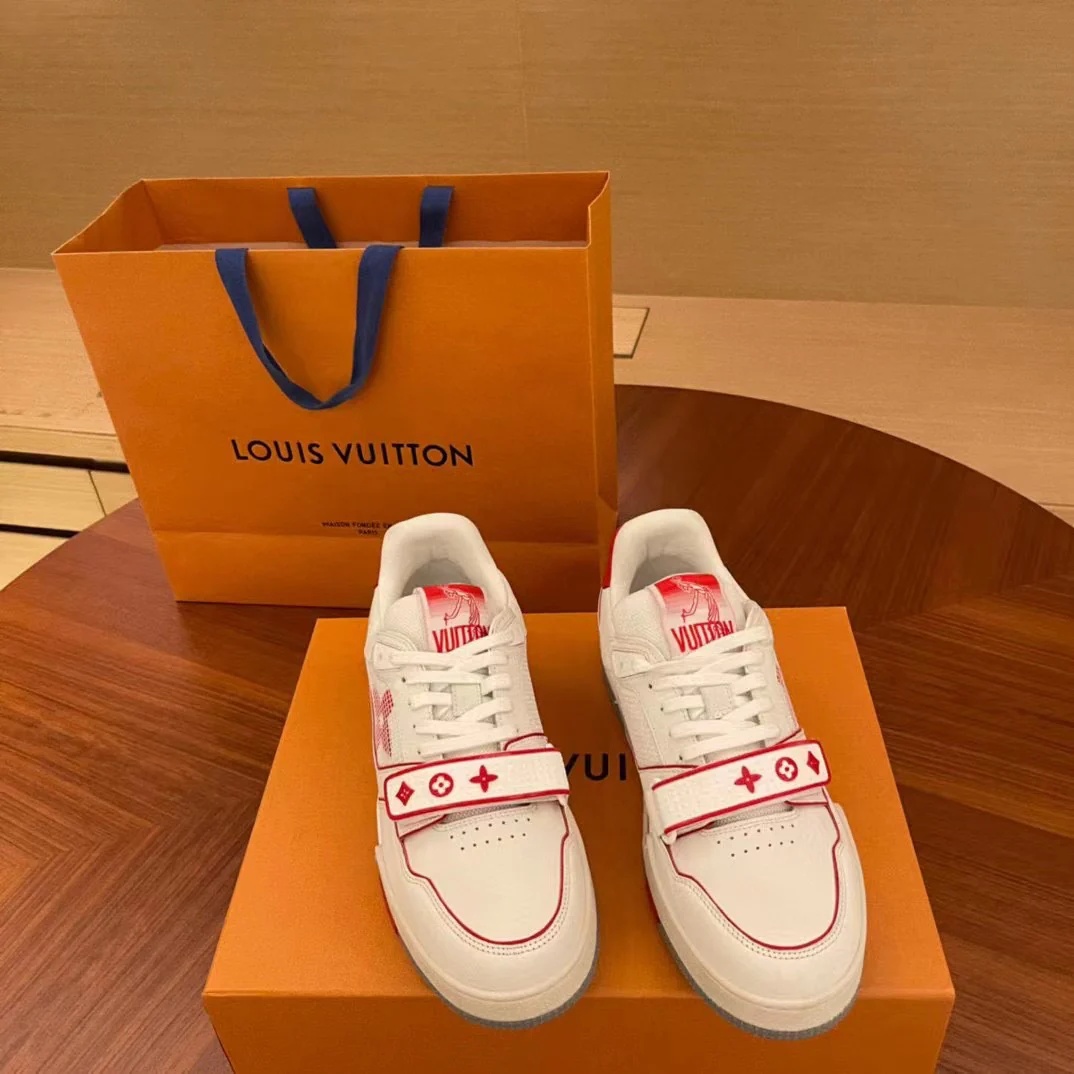 Кроссовки LV Trainer Series - на липучках - унисекс - бело-красные