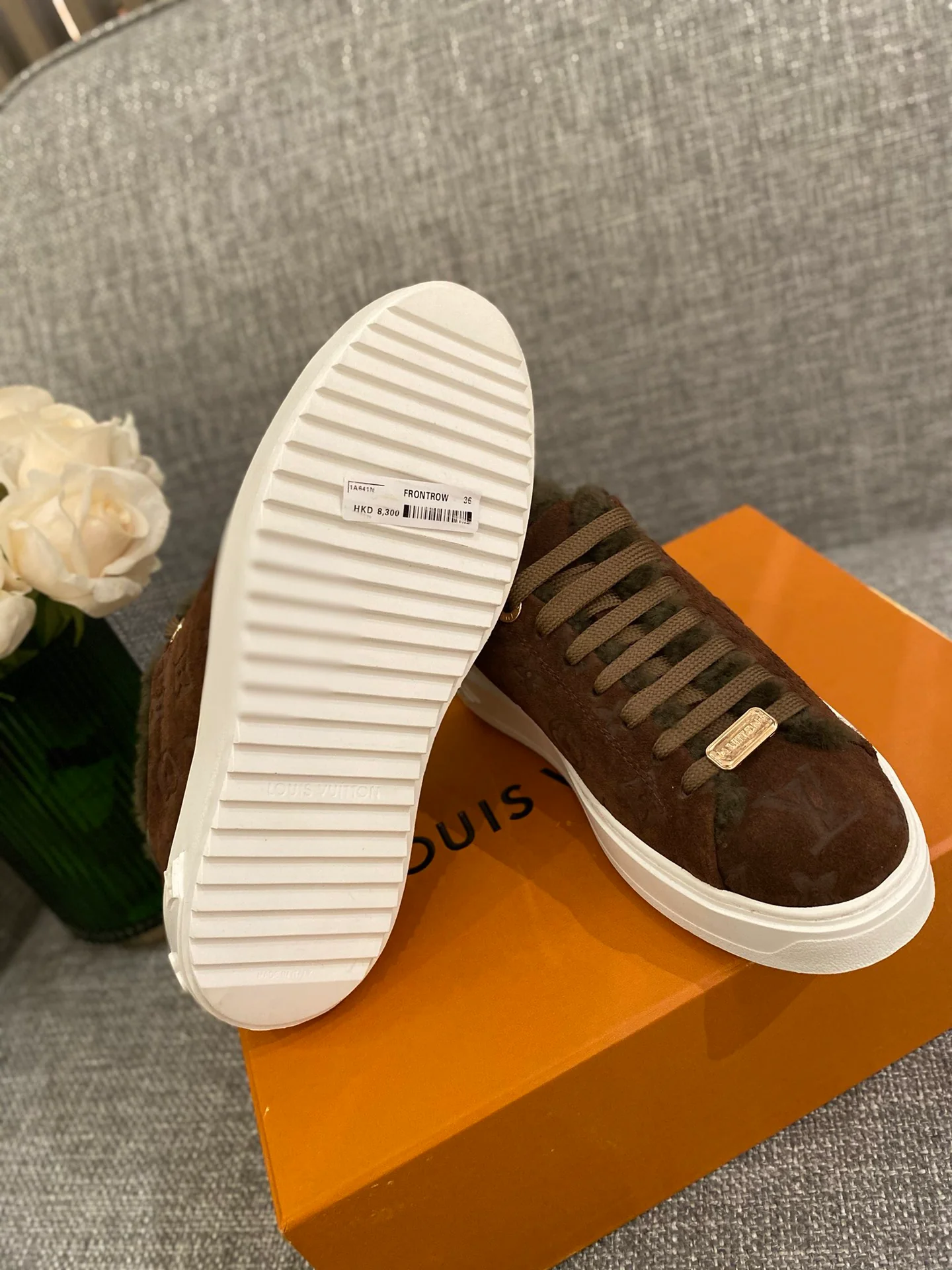 LV - Кроссовки с тиснением из шерсти - Темно-коричневые