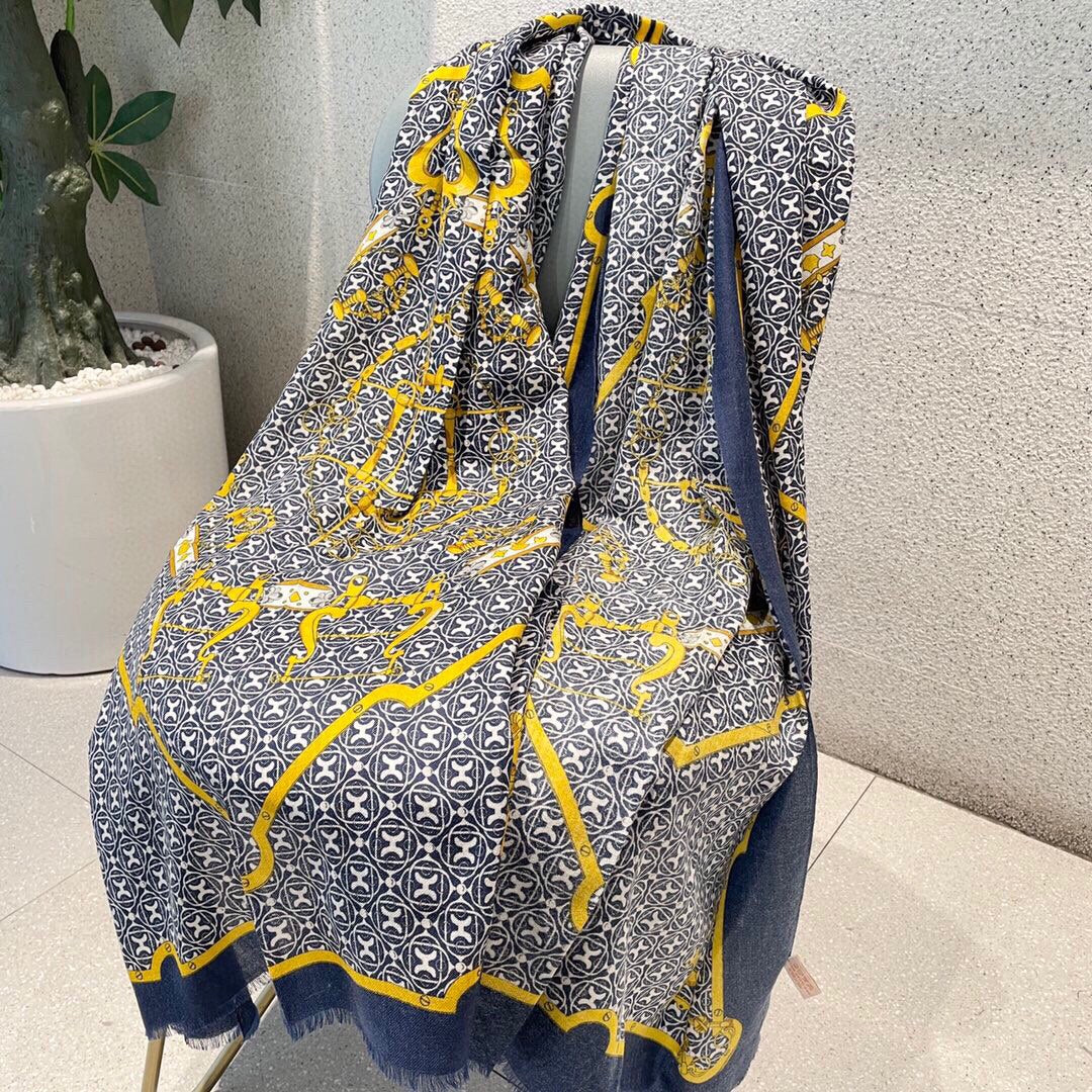 Кашемировый шарф Hermes с принтом - 100 см - 200 см - 100 см - Кашемир премиум-класса