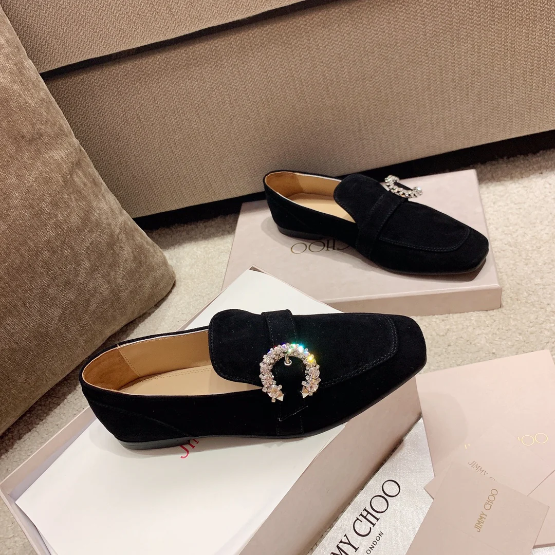 Лоферы Jimmy Sparkling Crystal - черные