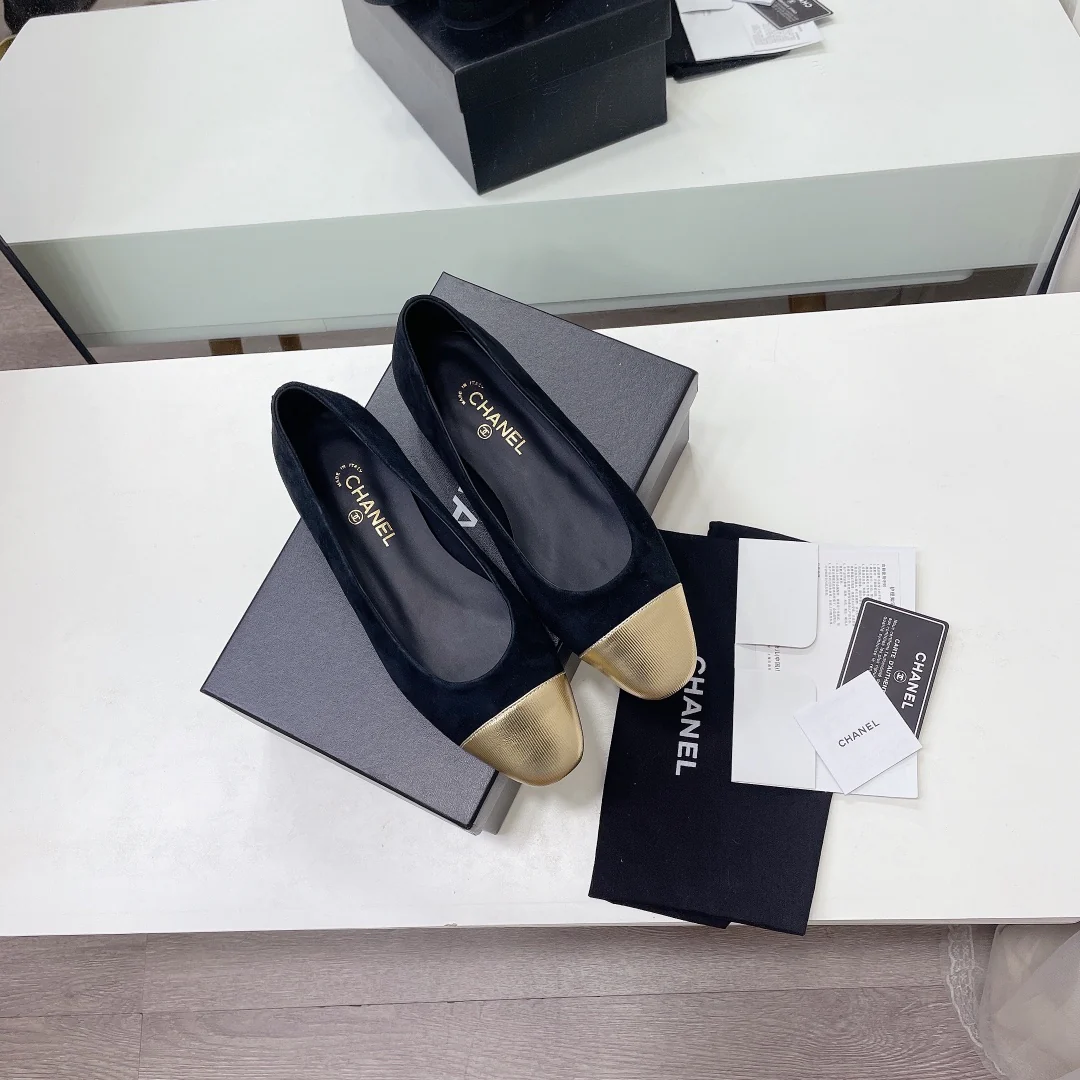 Классические балетки Chanel - золотистые