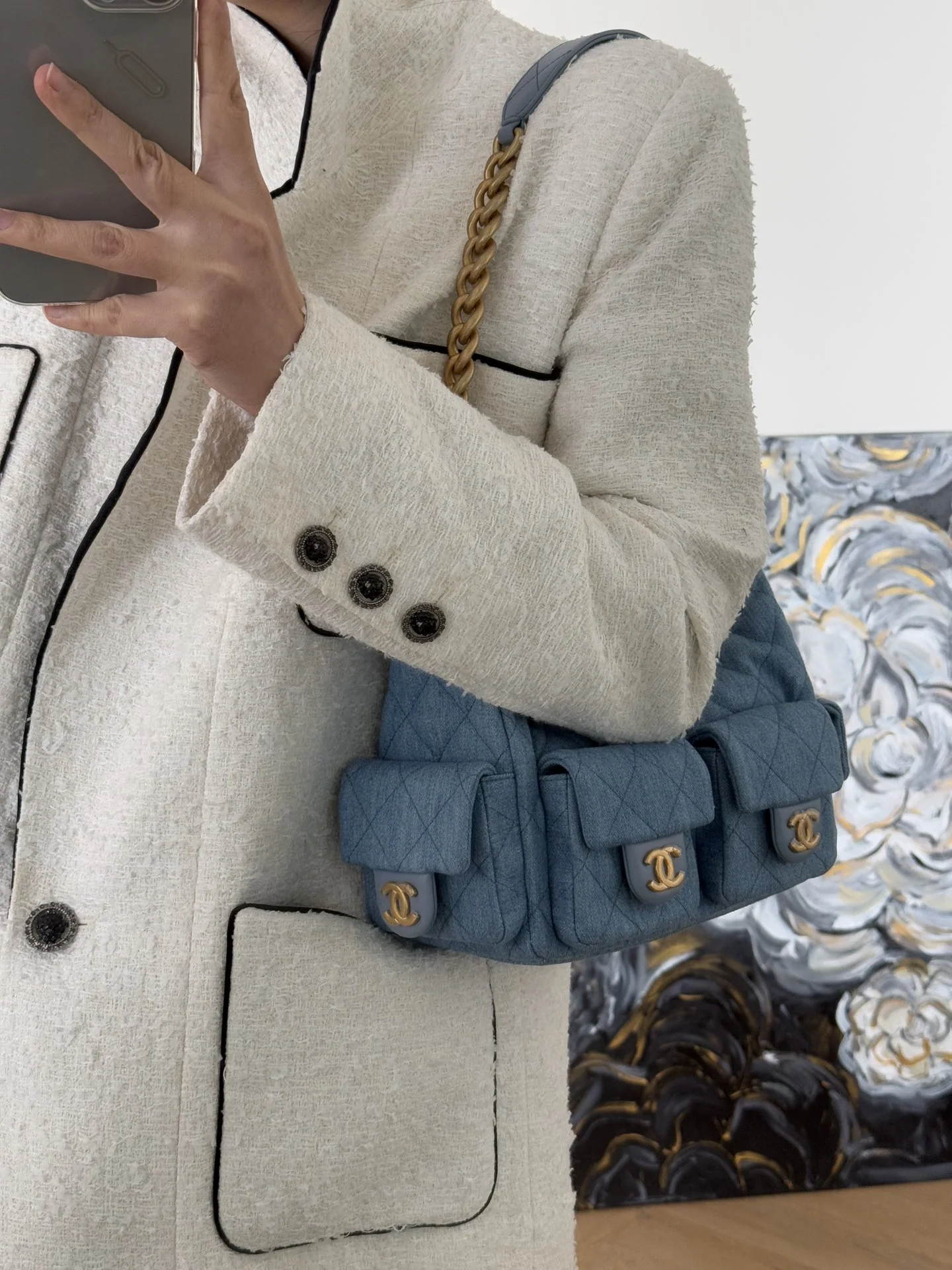 Chanel 25 Chobo Denim Small - Light Blue