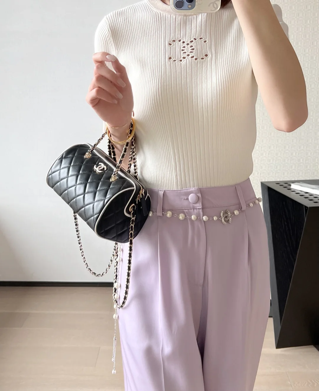 Мини-шар для боулинга из овечьей кожи, весенне-летний, 25 пенсов, с черно-белыми краями.