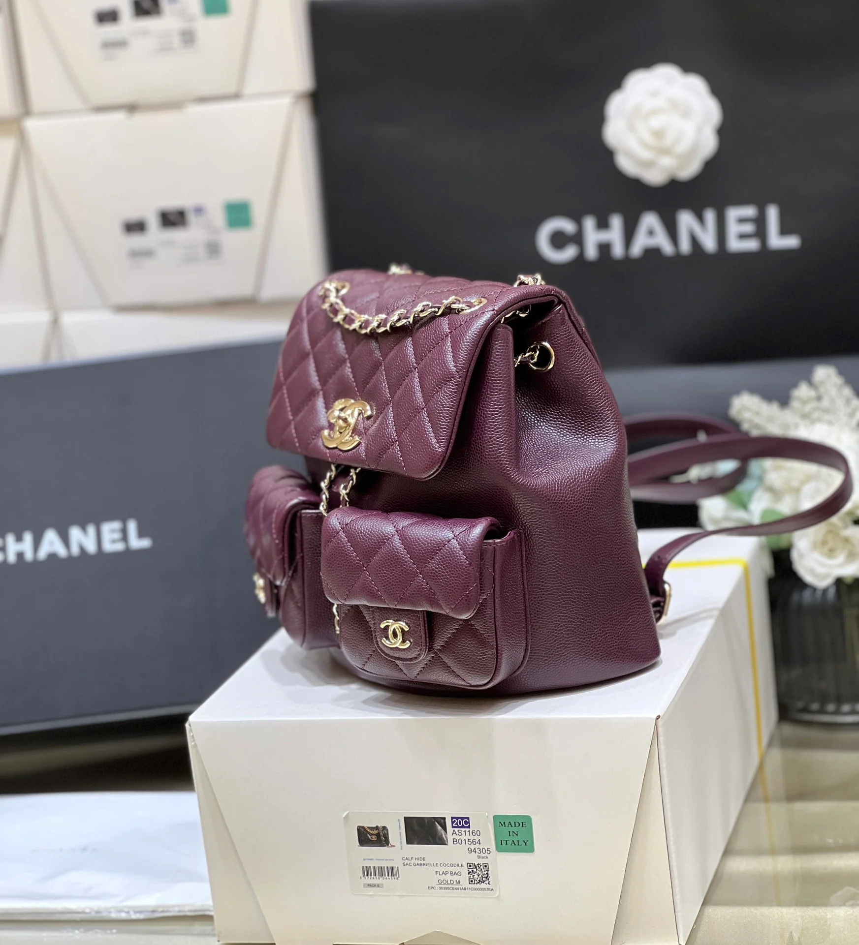 Рюкзак Chanel 24a-duma Frog, маленький, бордовый