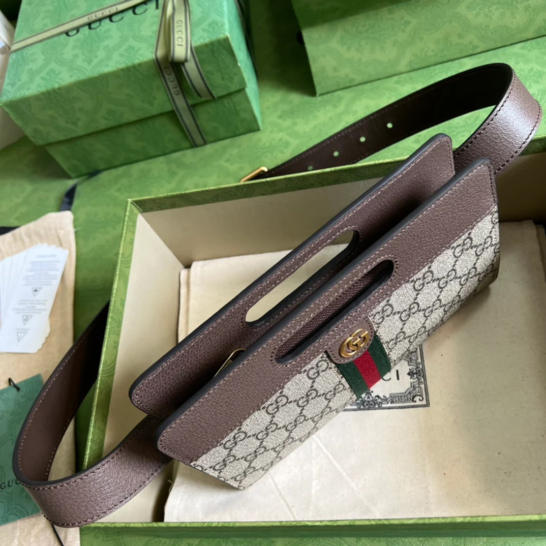 Мини-сумка Gucci Ophidia через плечо - 22 см (5х14х2,5 см) - Коричневая