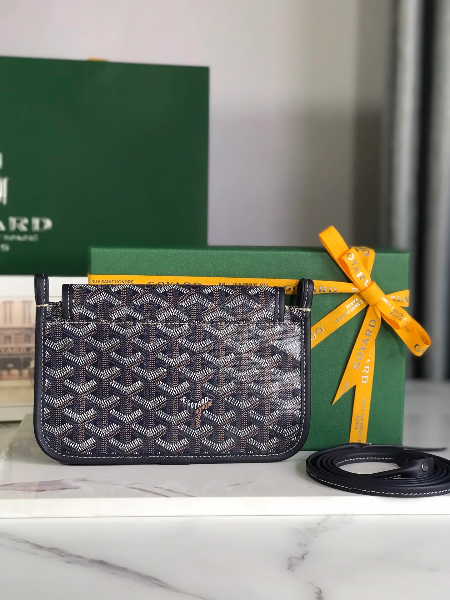 Тройная плоская сумка Goyard Plumet Series - Индиго