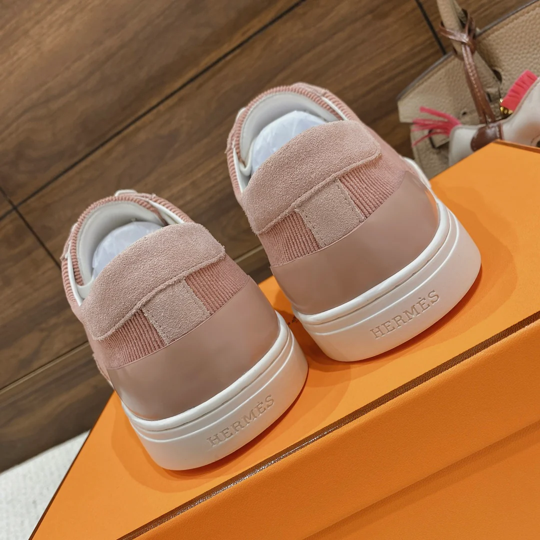 Весенняя коллекция Hermes 2022 — Белые повседневные кроссовки — Унисекс — Розовые