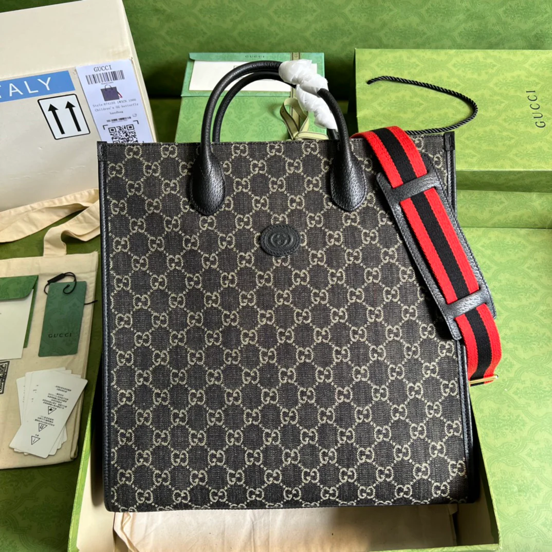 Большая джинсовая сумка-тоут Gucci - 36x38 см - 5x12 см