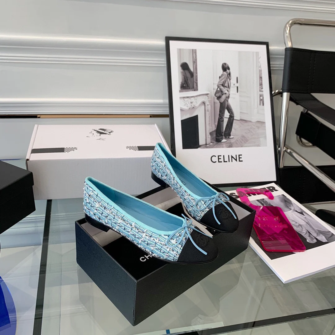 Классические балетки Chanel - Синие - 1