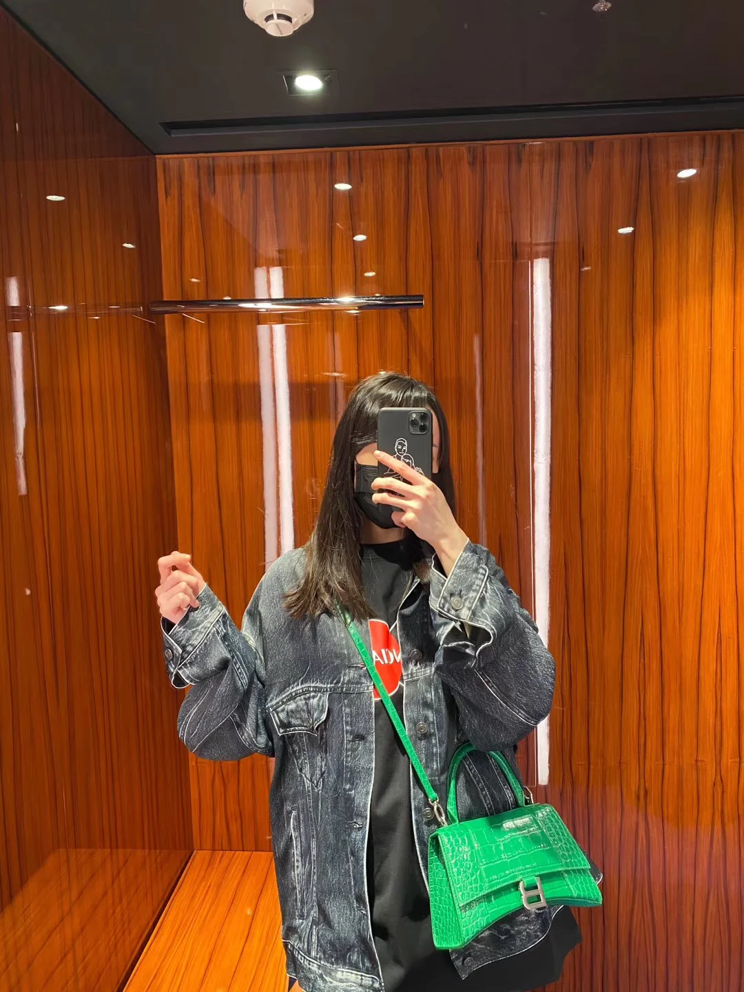 Сумка Balenciaga Hourglass - зеленая с крокодиловым принтом - 1 шт.