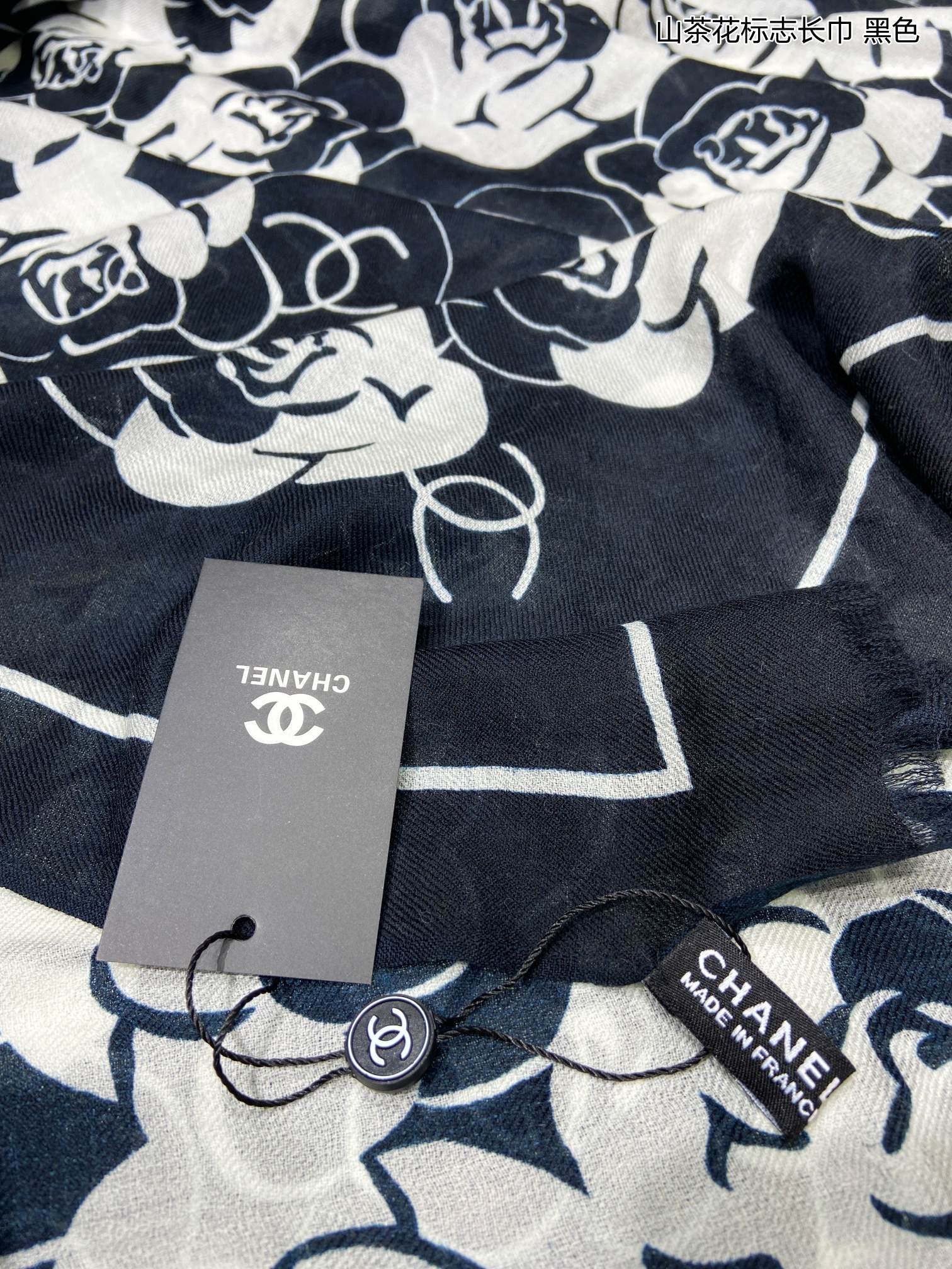 Длинный шарф Chanel Camellia - 110-200 см - 100% - Кашемир премиум-класса