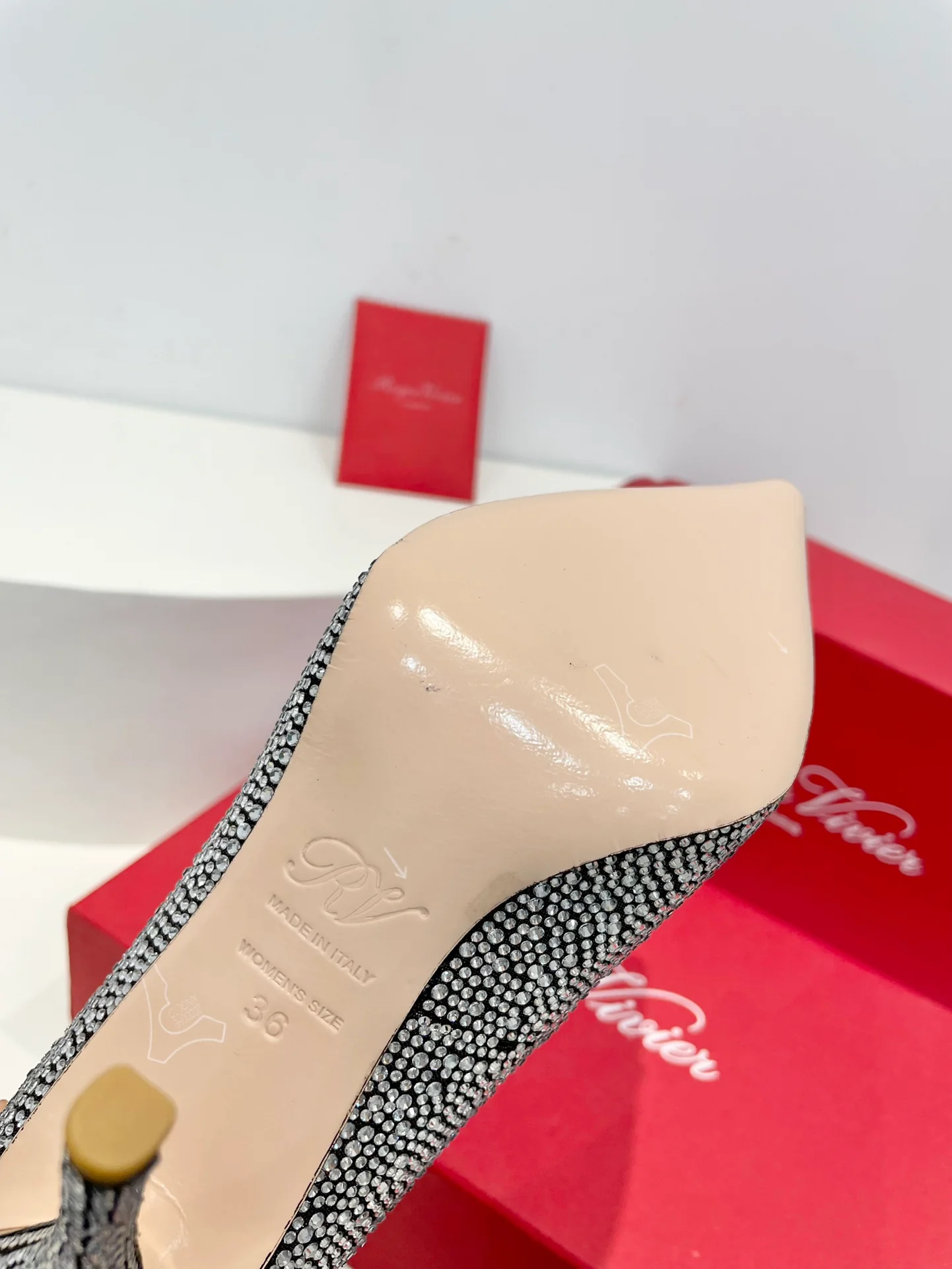 Обувь RV Shoes - Серия Crystal Shoes - Туфли на высоком каблуке со стразами - Черно-серебряные