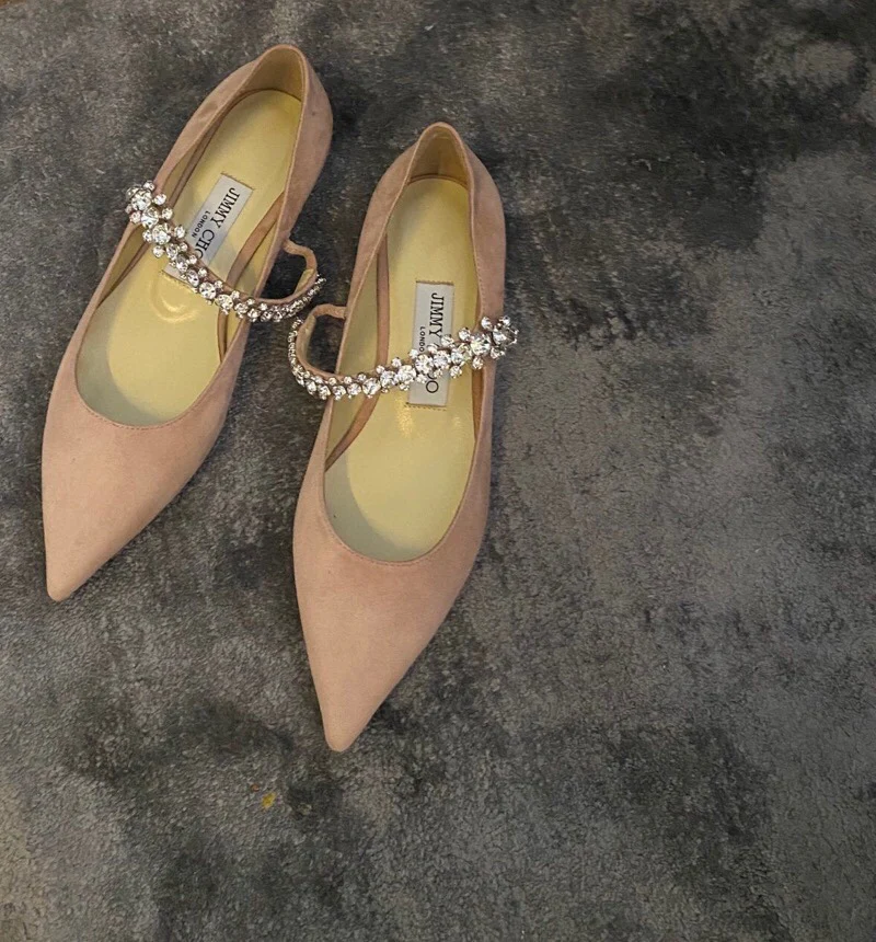 Балетки Jimmy с ремешками и стразами