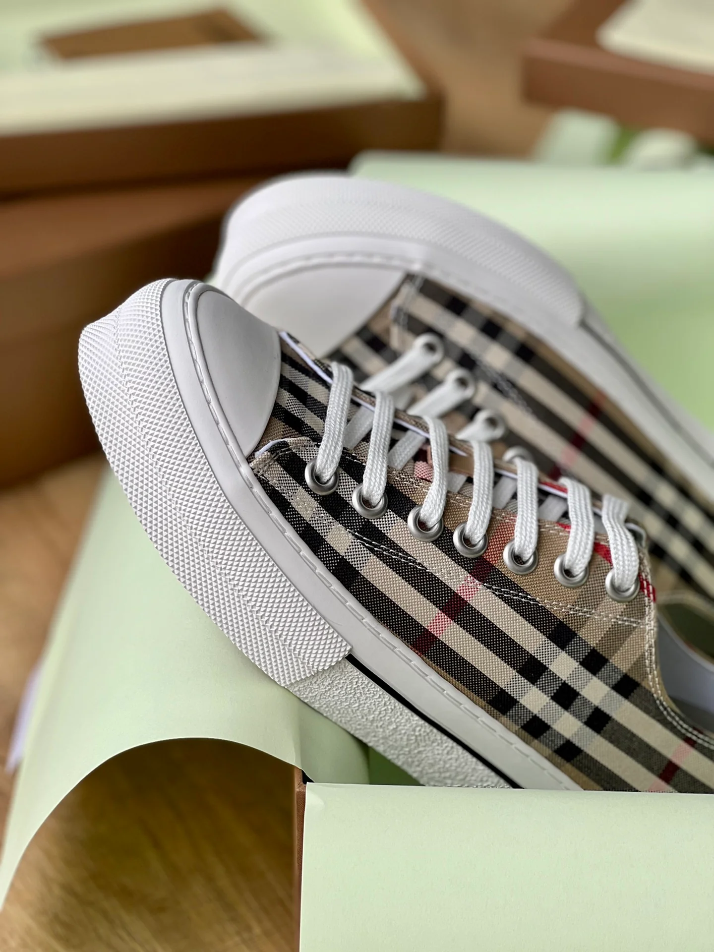 Burberry - Повседневные кроссовки - Парный стиль - Полосатая клетка