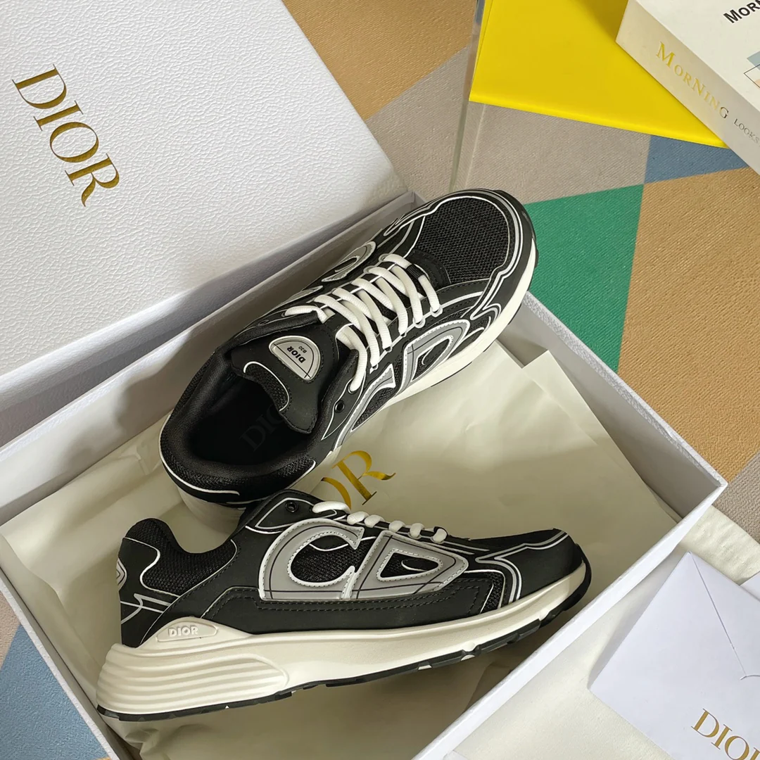 Кроссовки Dior серии B30 - Массивные кроссовки - Черно-серебристые