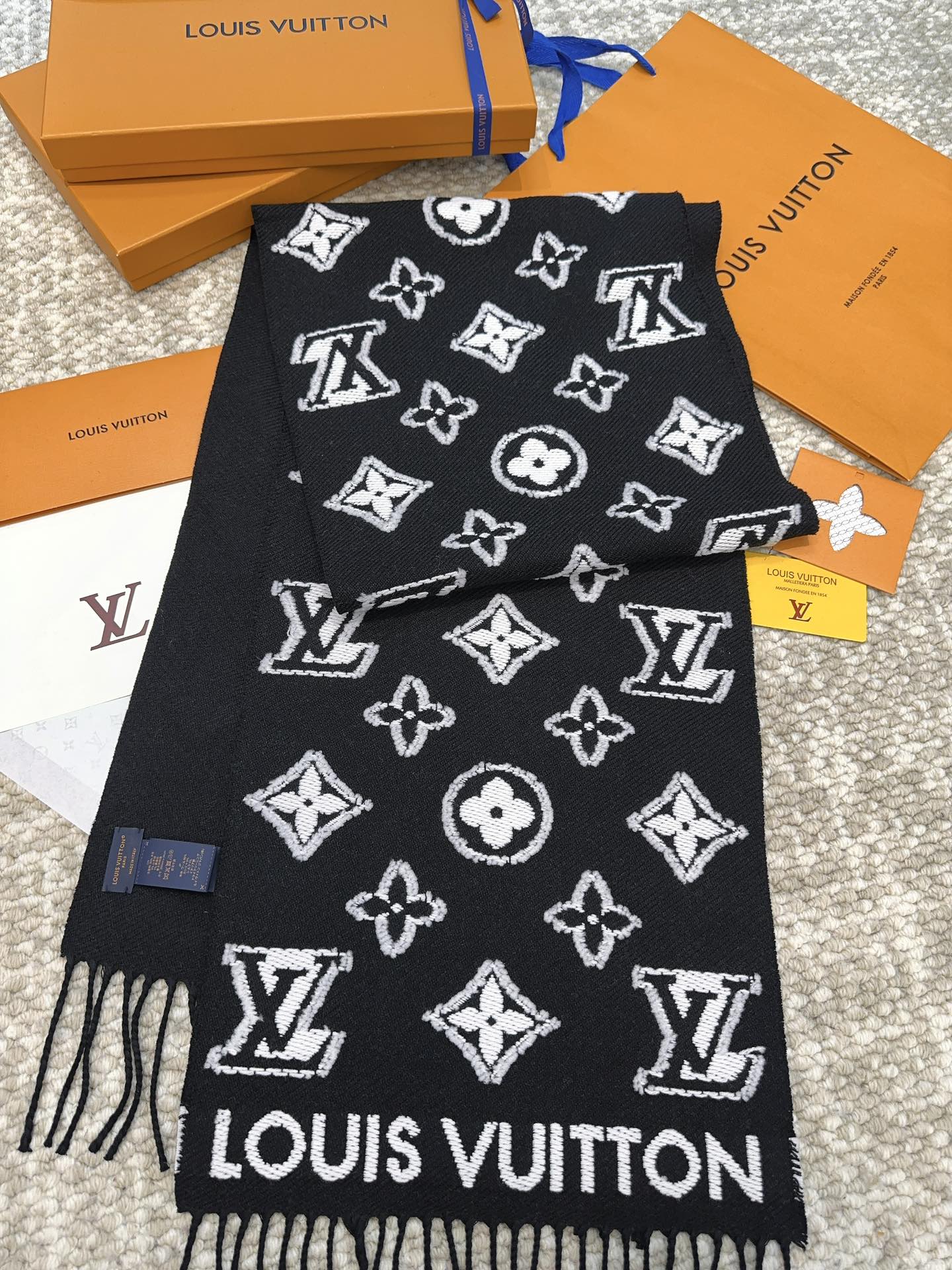 Шарф с монограммой LV - 34 - 200
