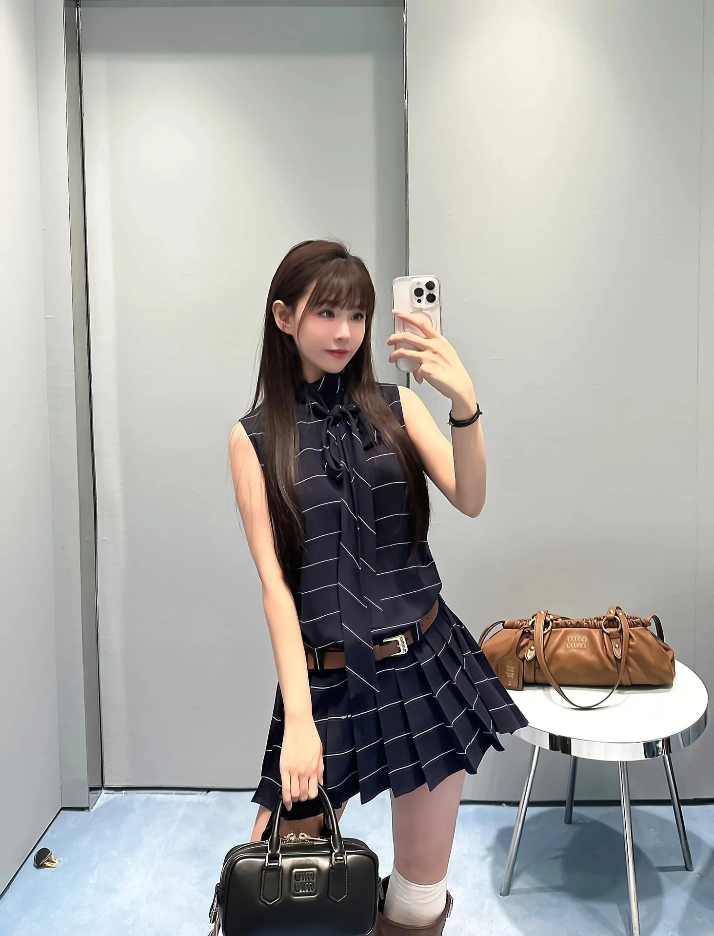 Miu Miu - 2404 - Платье-жилет без рукавов в тонкую полоску темно-синего цвета