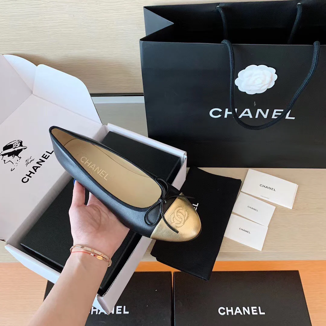 Chanel - Классические балетки - Золотистые