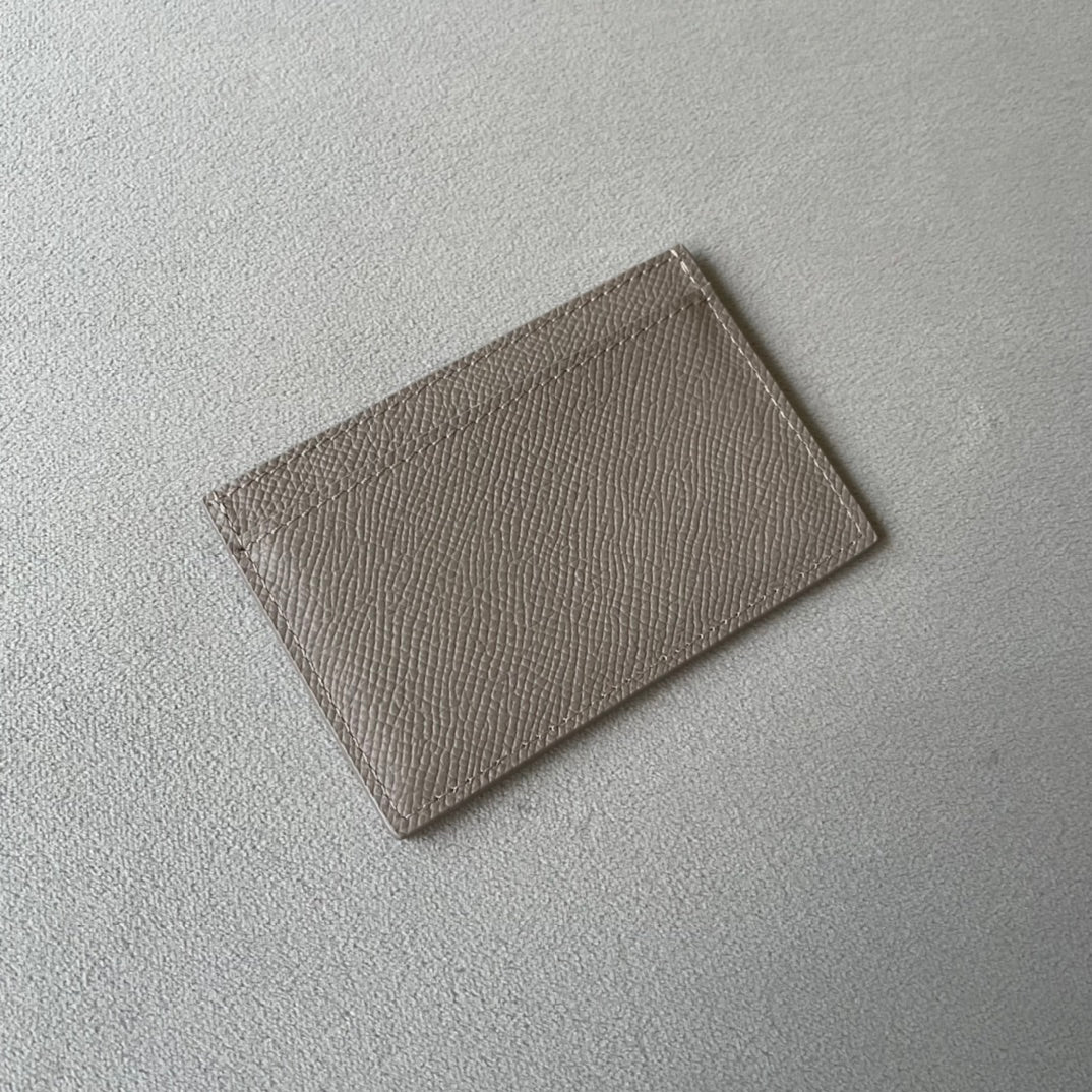 Celine-小号卡包 粒面小牛皮 灰棕色