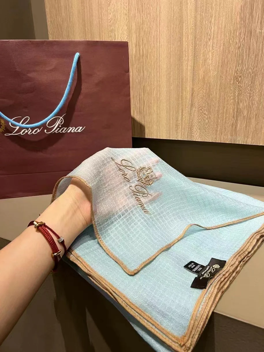 Loro Piana - Вафельный вязаный шарф из вышитой шерсти - 100 см - Кашемир - 90 см - 200 см - 3 см