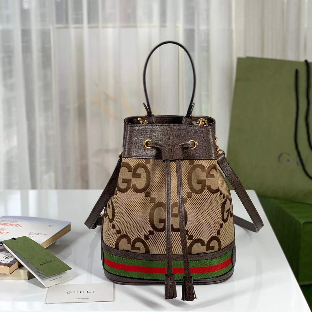 Сумка-ведро Gucci Ophidia - 20 см x 5 x 26 x 11 см - абрикосово-коричневый цвет