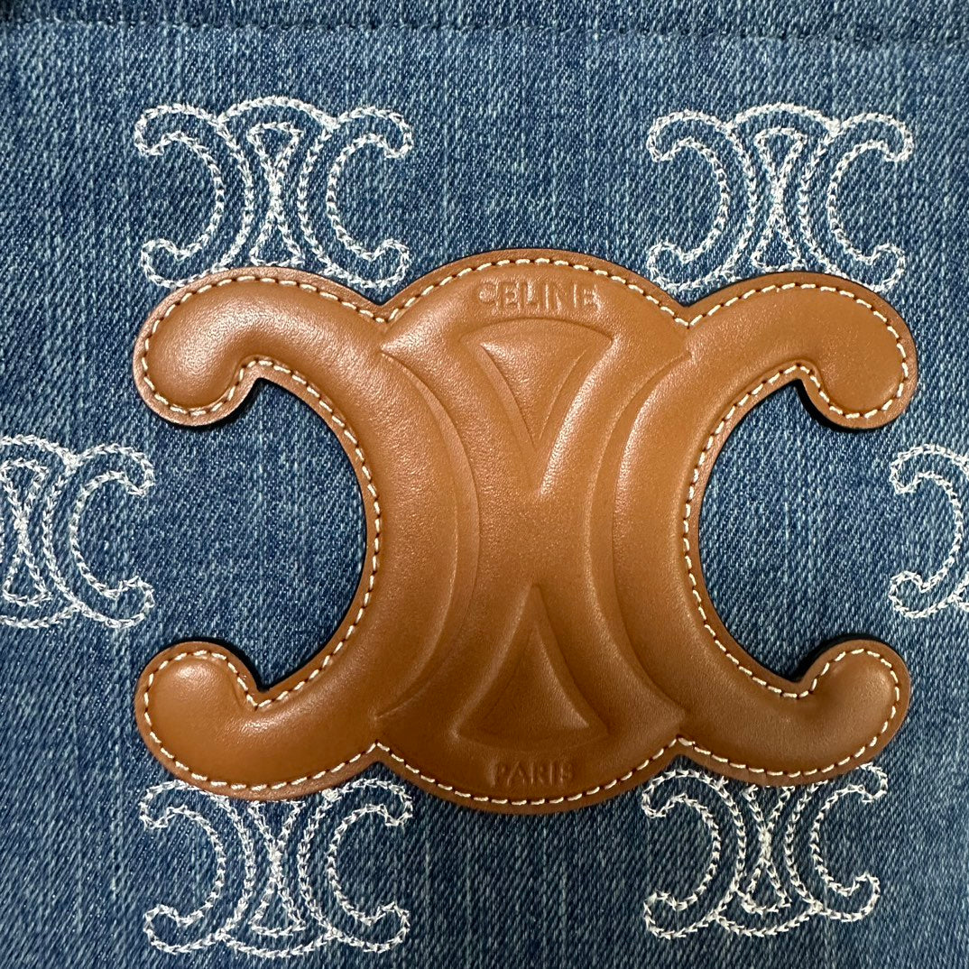 Маленькая сумка-тоут Celine, джинсово-синяя.