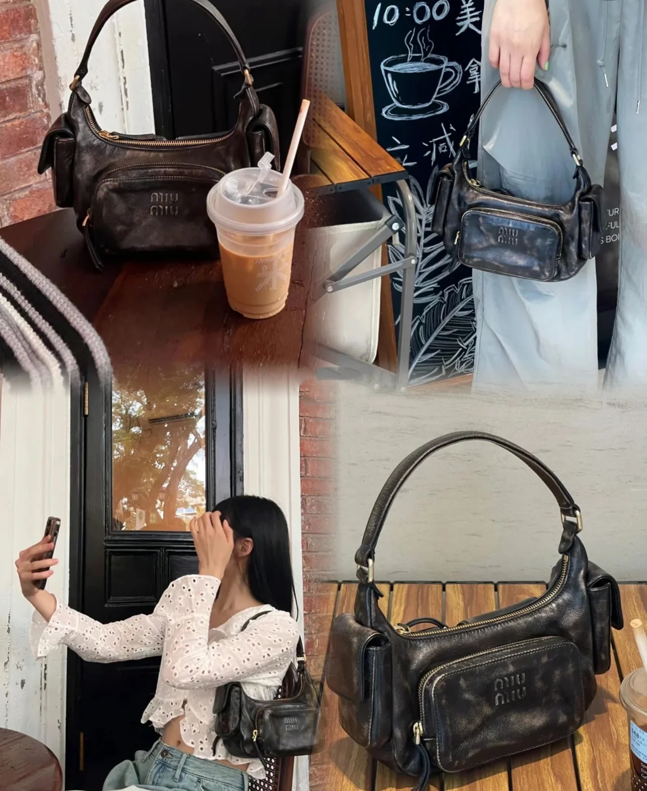 Сумка-карман Miu Miu из кожи наппа — винтажный коричневый