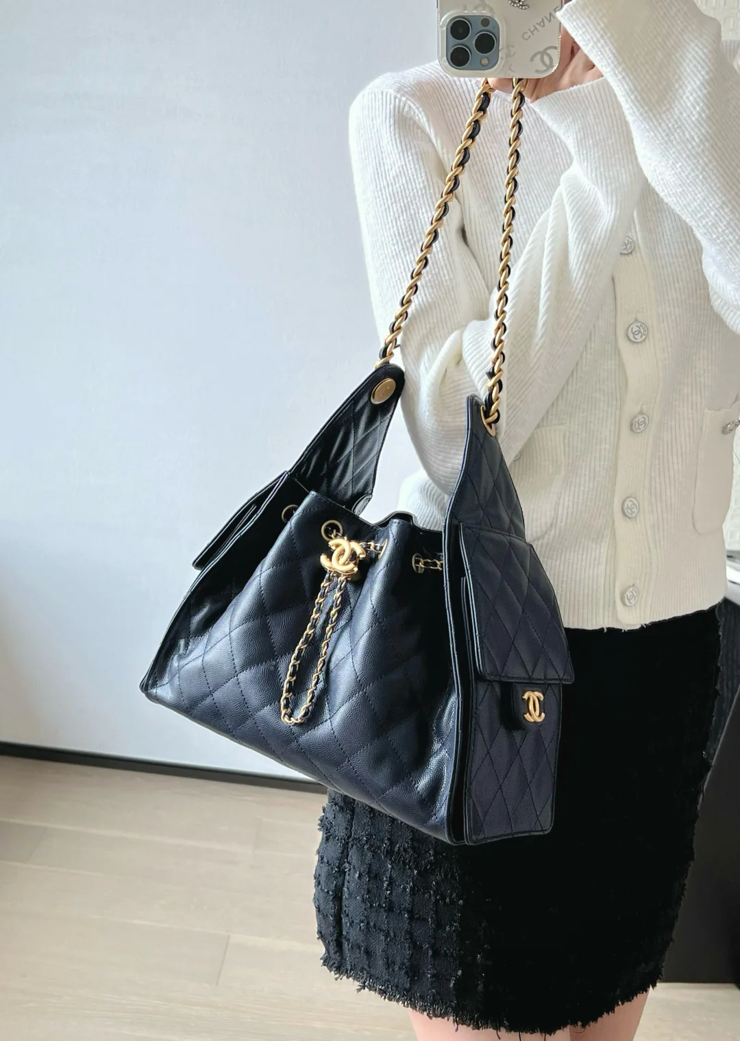 Chanel - 2???? - Хиппи???? Маленький - Темно-синий - Золотая пряжка