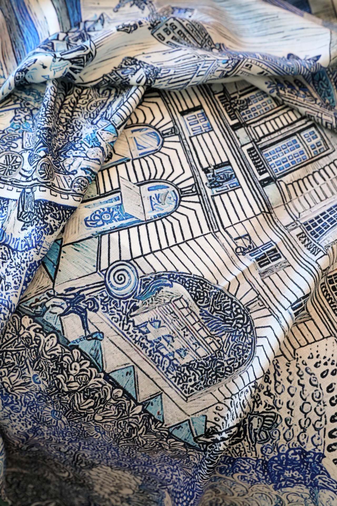 Большой шарф Hermes Dreamy Design 2024 — синий