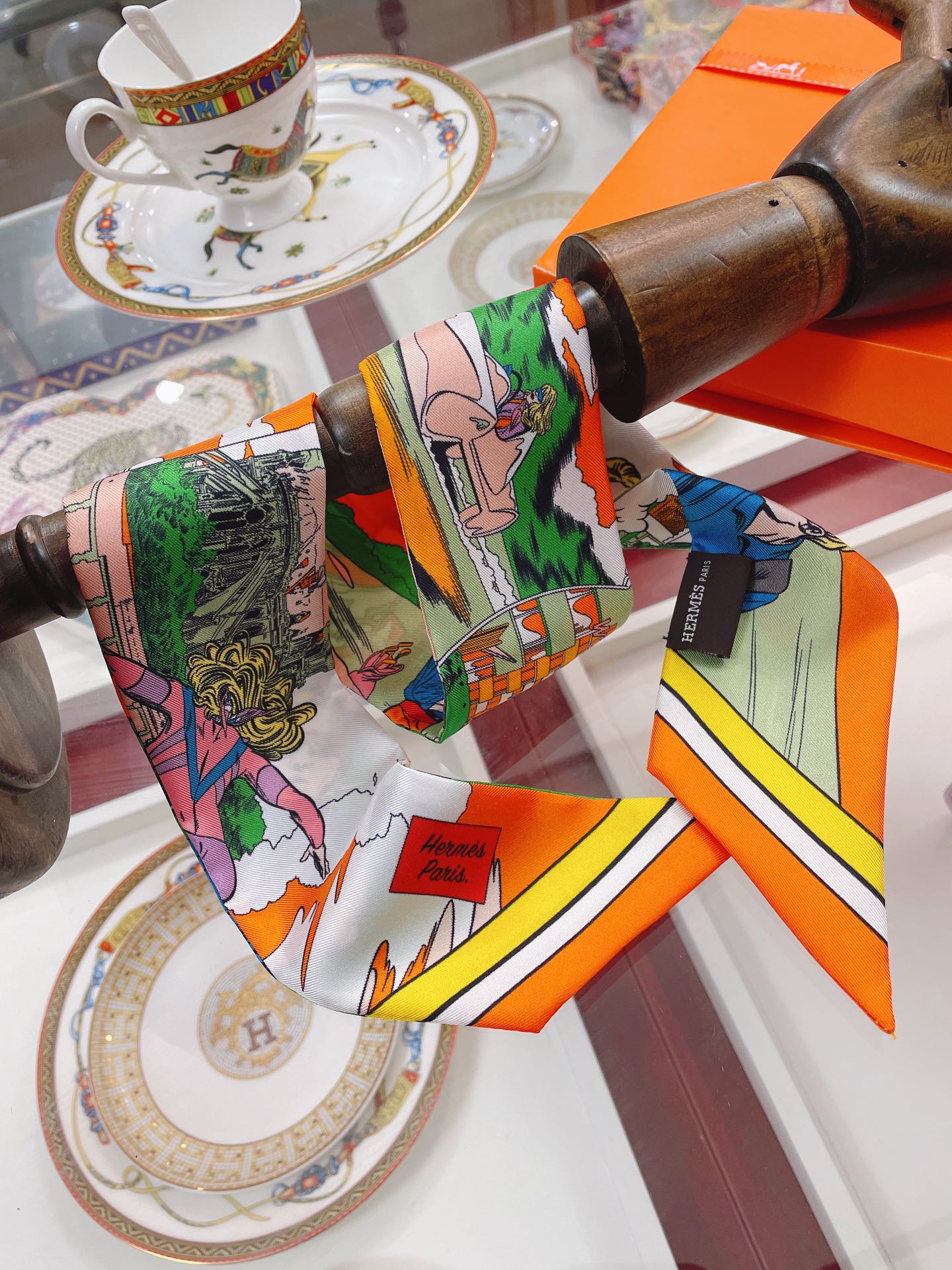 Шарф Hermes Twilly 5-86 см, 100% шелковый твил, двусторонний, 1 шт.