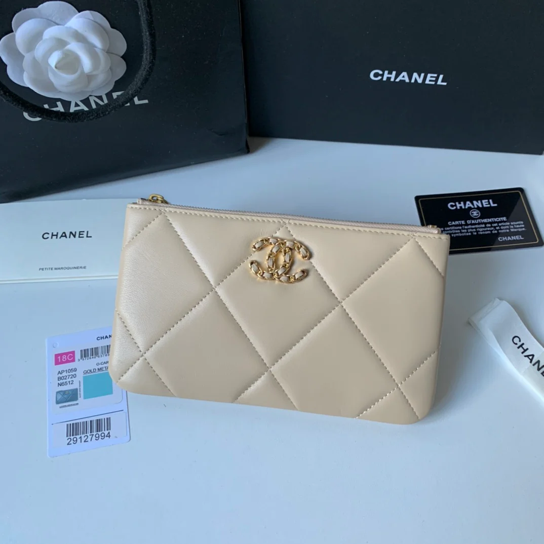 Кошелек для монет Chanel из овечьей кожи в клетку, серия 19 - 1 шт.