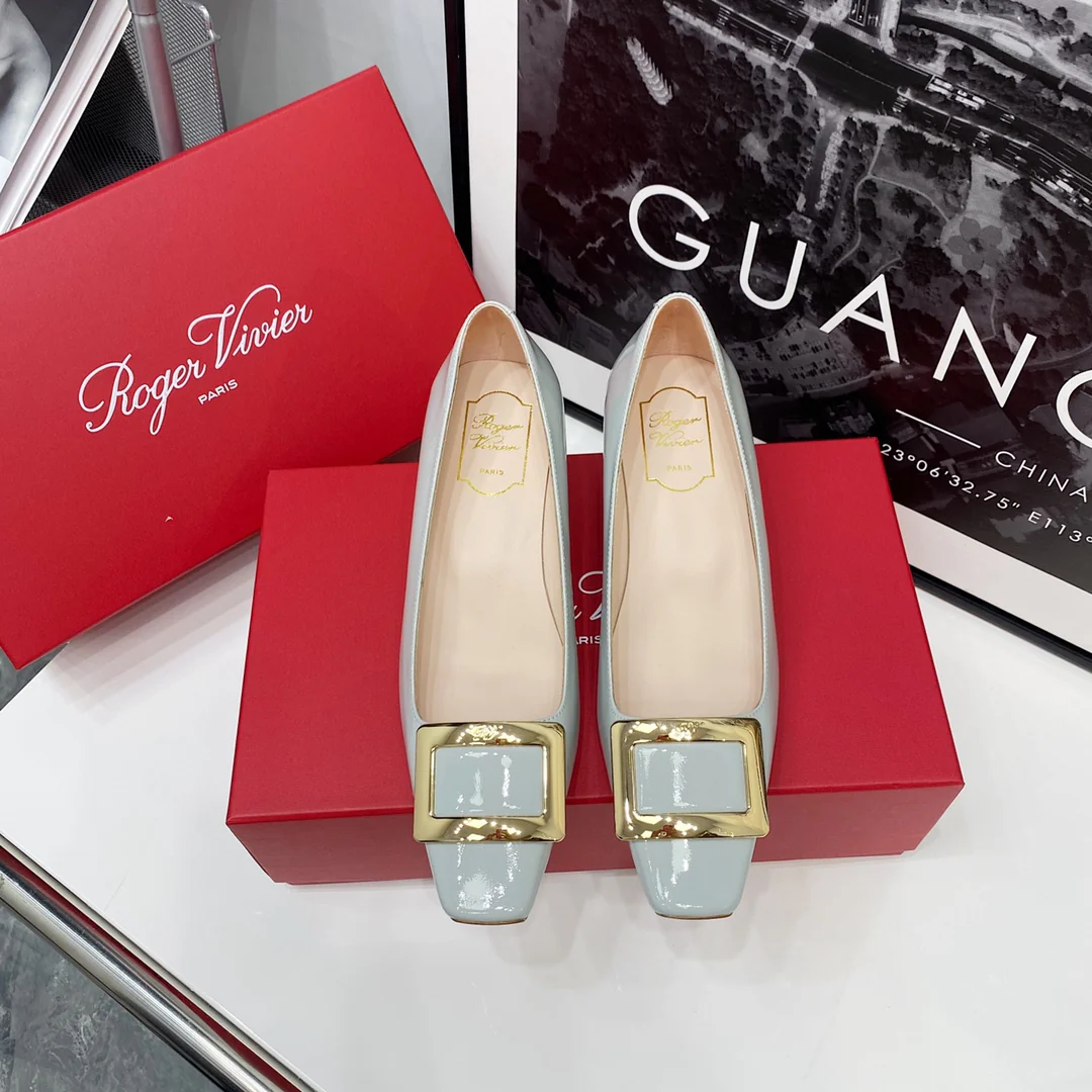 Блочный каблук RV-4-5 см - светло-голубой