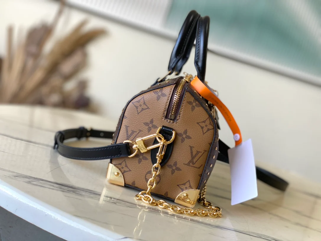 Черная сумка LV-m13146-speedy-trunk коричневого цвета