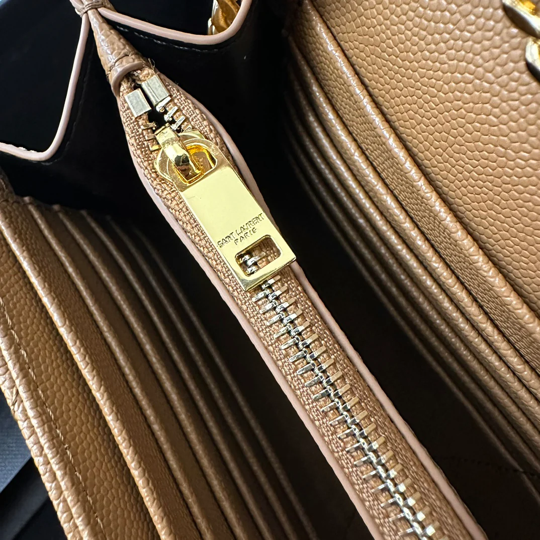 Пряжка YSL Monogram Caviar WOC Caramel Gold, 22 см, 1