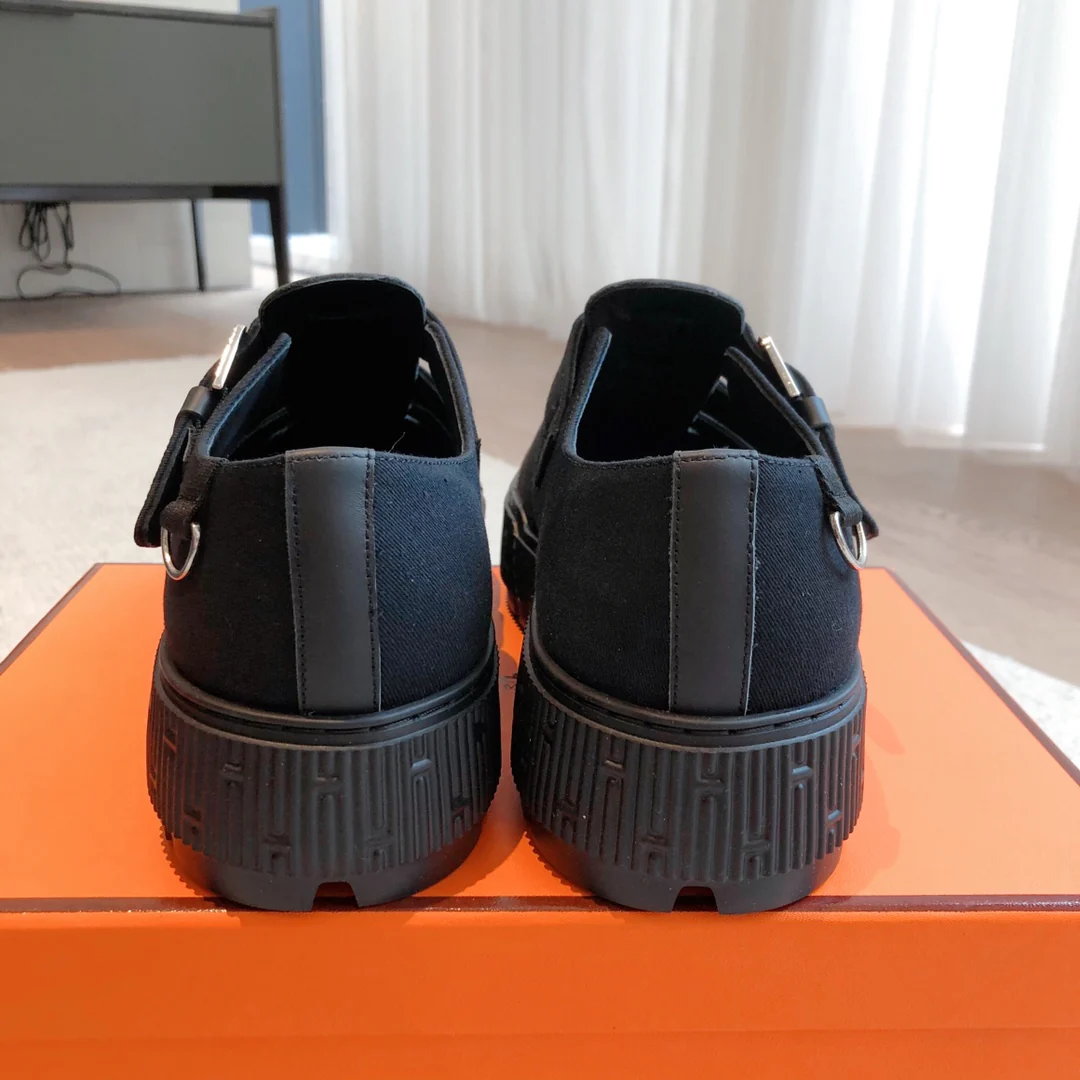 Коллекция Hermes 2023 года с подиума - Кожаные повседневные туфли - Унисекс - Черные