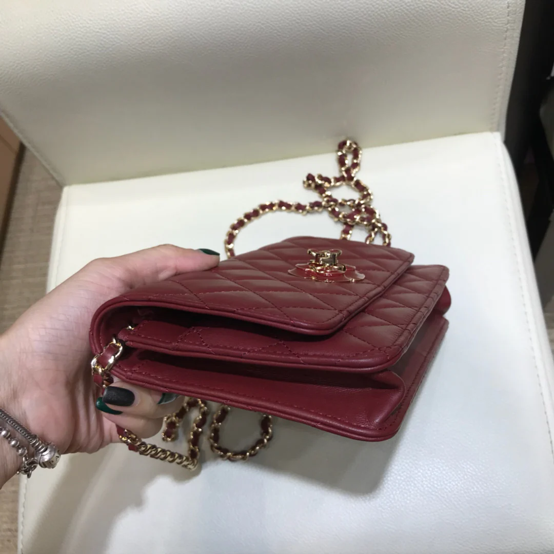 Chanel Camellia Enamel Button Lambkin WOC-1