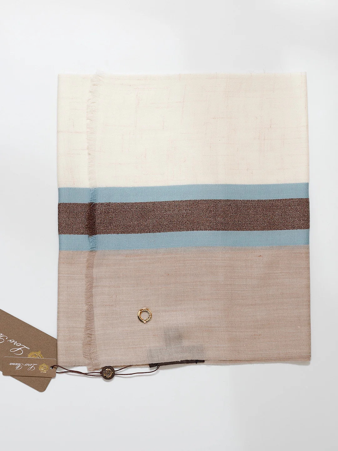 Ультратонкий шерстяной шарф Loro Piana с цветовыми блоками - превосходный блеск - 30 см - 180 см - 5 см