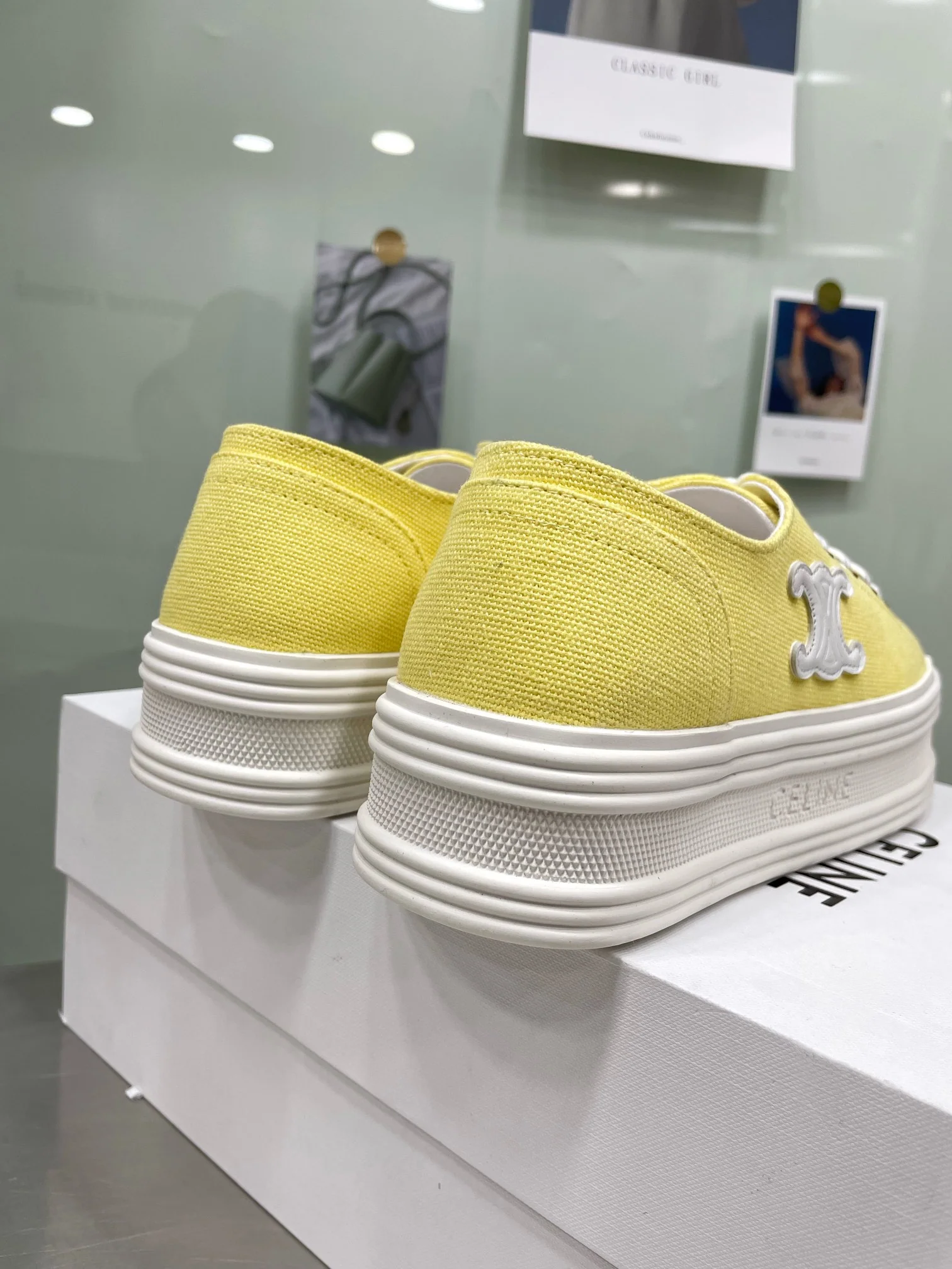 Celine - Желтые парусиновые туфли на платформе