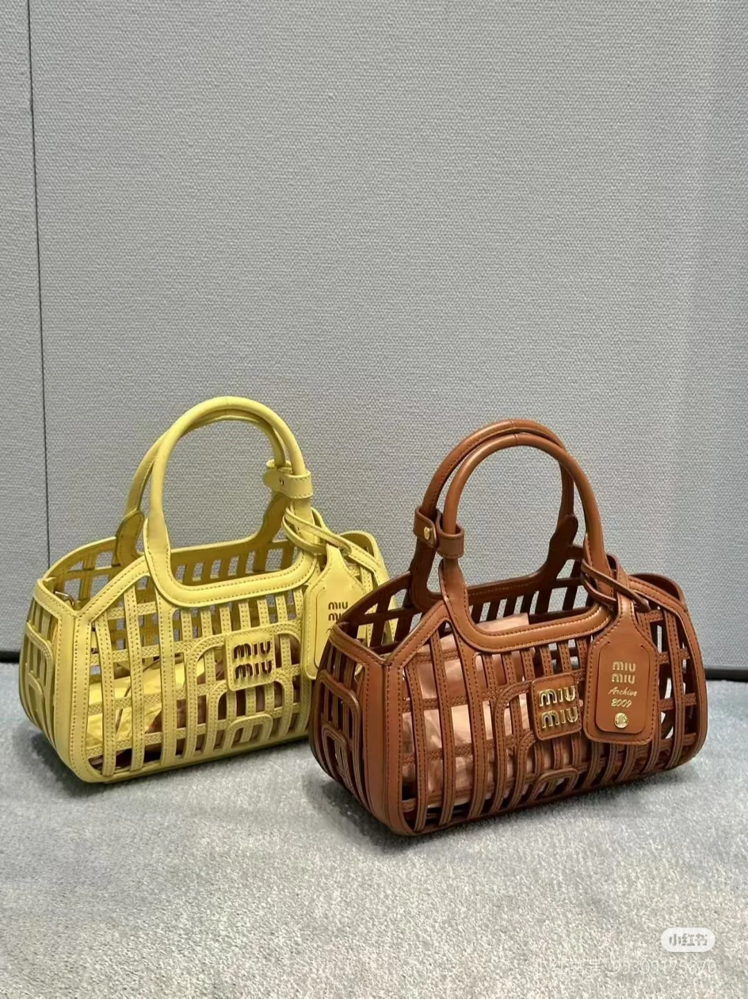 Корзина для покупок Miu Miu-5ba294 из кожи наппа - желтая