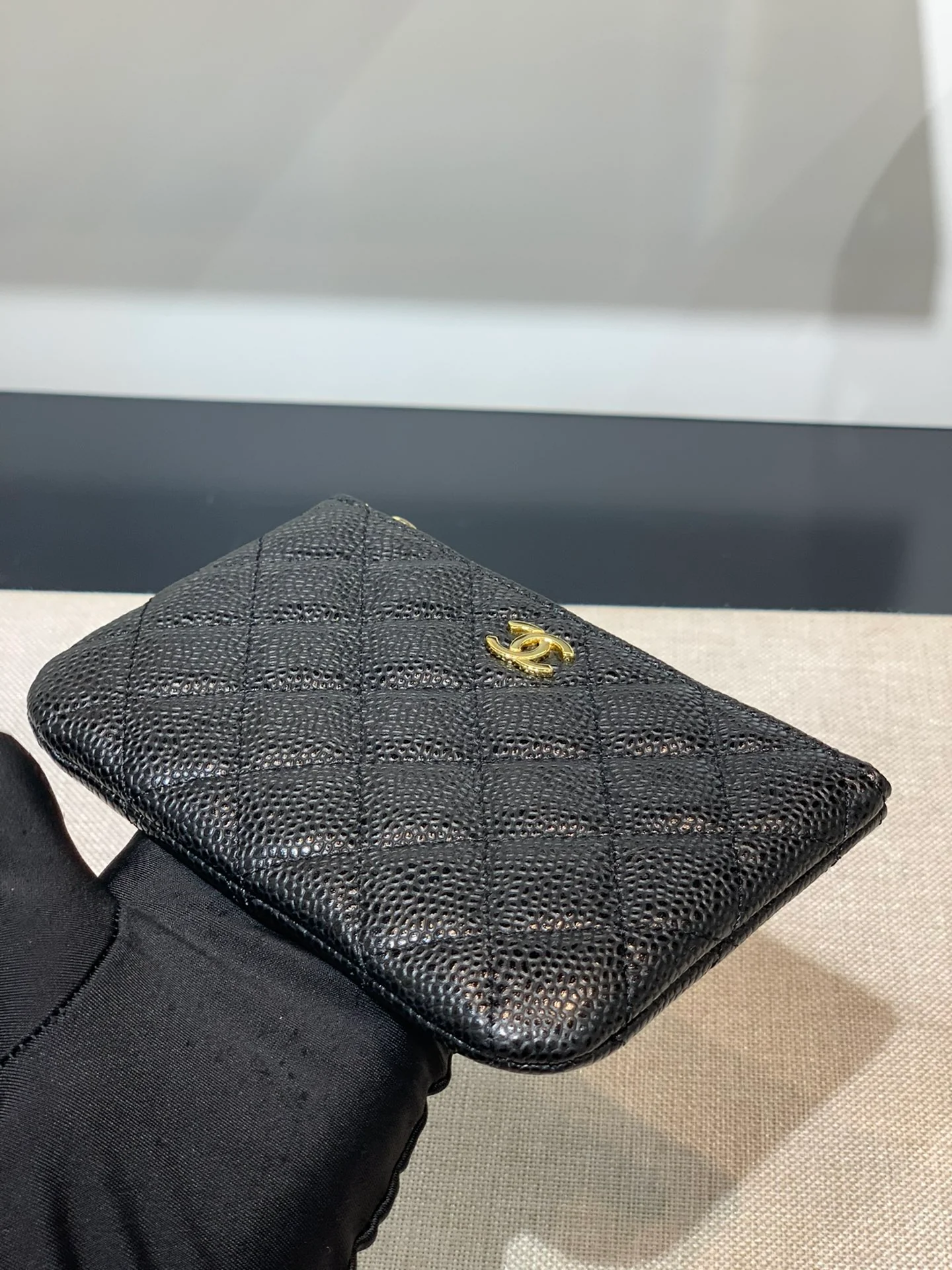 Chanel-经典双C 黑金 拉链零钱包/钥匙包