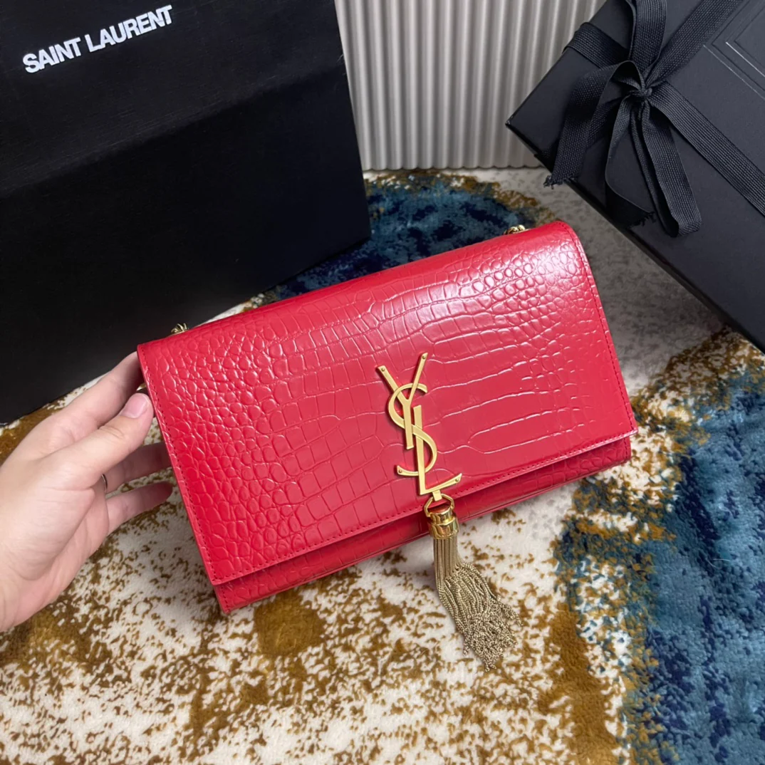 Сумка YSL Kate с цепочкой и крокодиловым принтом - Маленькая - 2 шт.