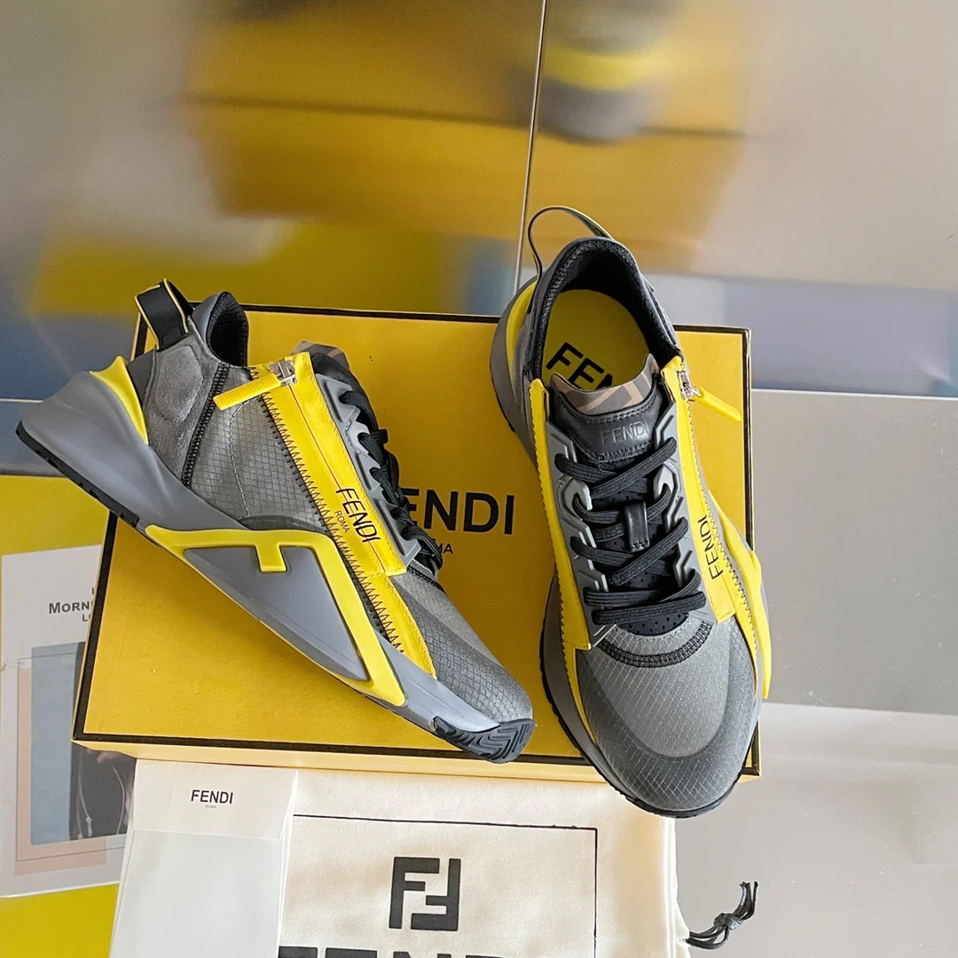 Fendi - Повседневные кроссовки - Серовато-желтые