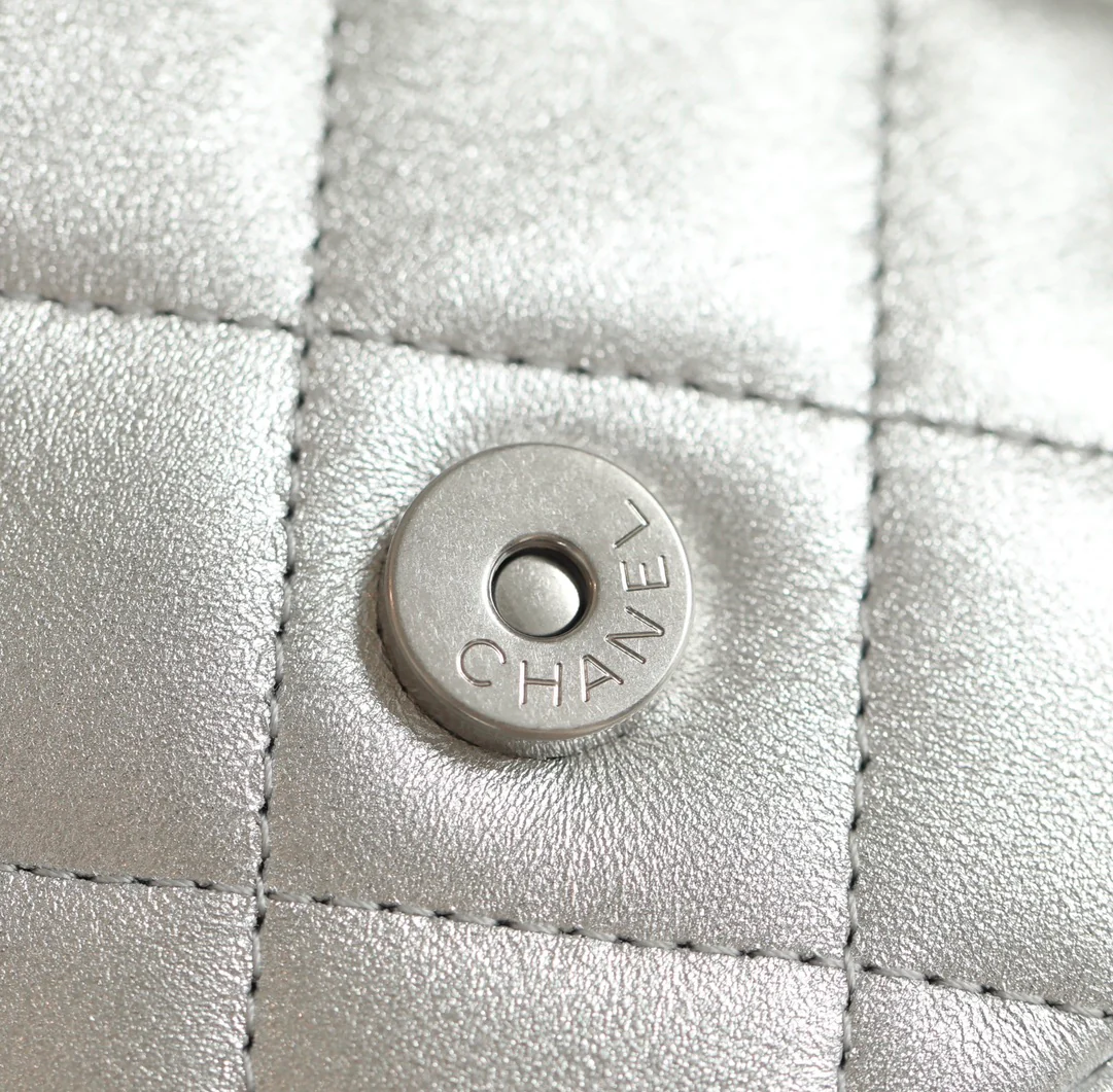 Рюкзак Chanel 25c на завязках - серебристый