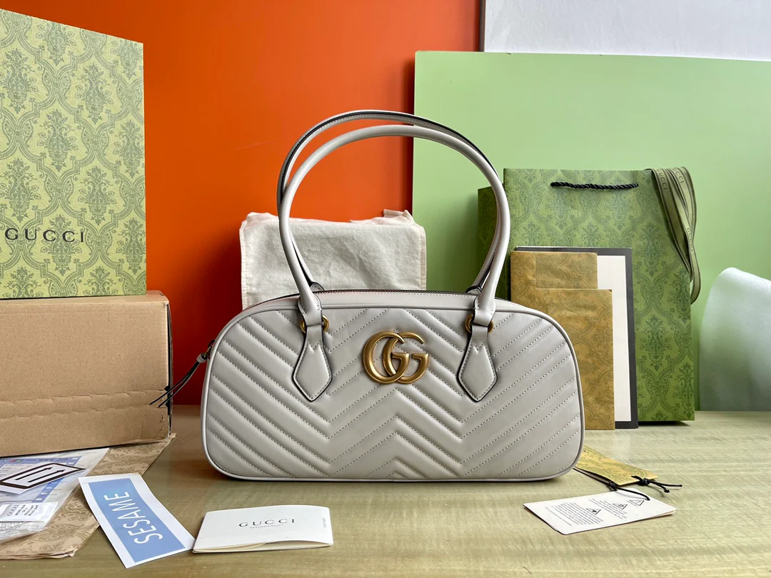 Большая сумка Gucci Marmont - светло-серая