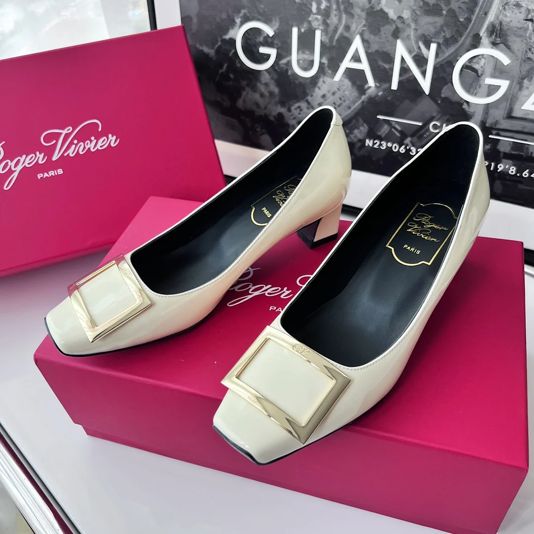 Туфли RV - классический устойчивый каблук - 4-5 см - белые