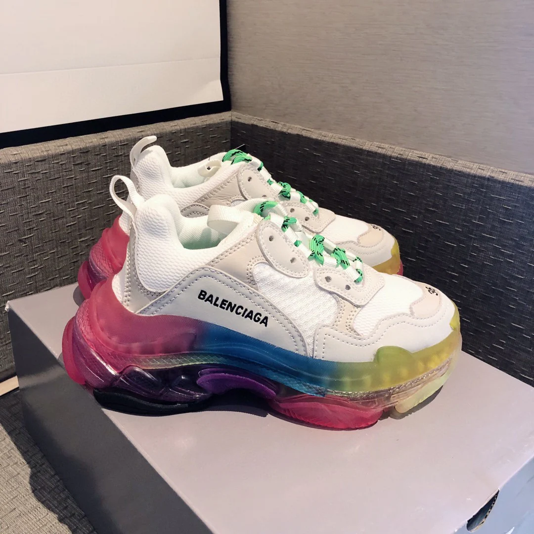 Кроссовки Balenciaga на платформе - массивные кроссовки - разноцветная резиновая подошва