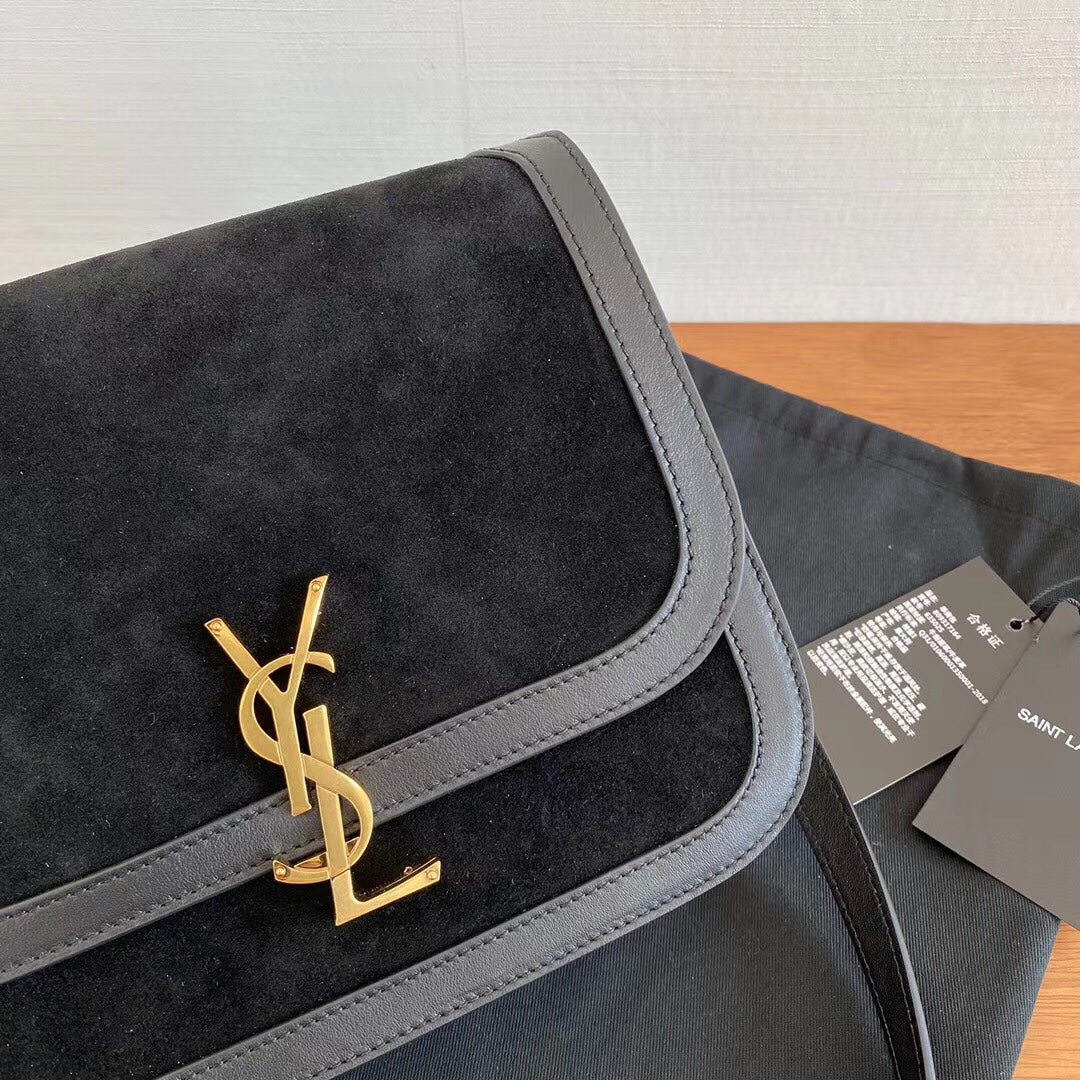 Булочка YSL Solferino Tofu — замша — черная