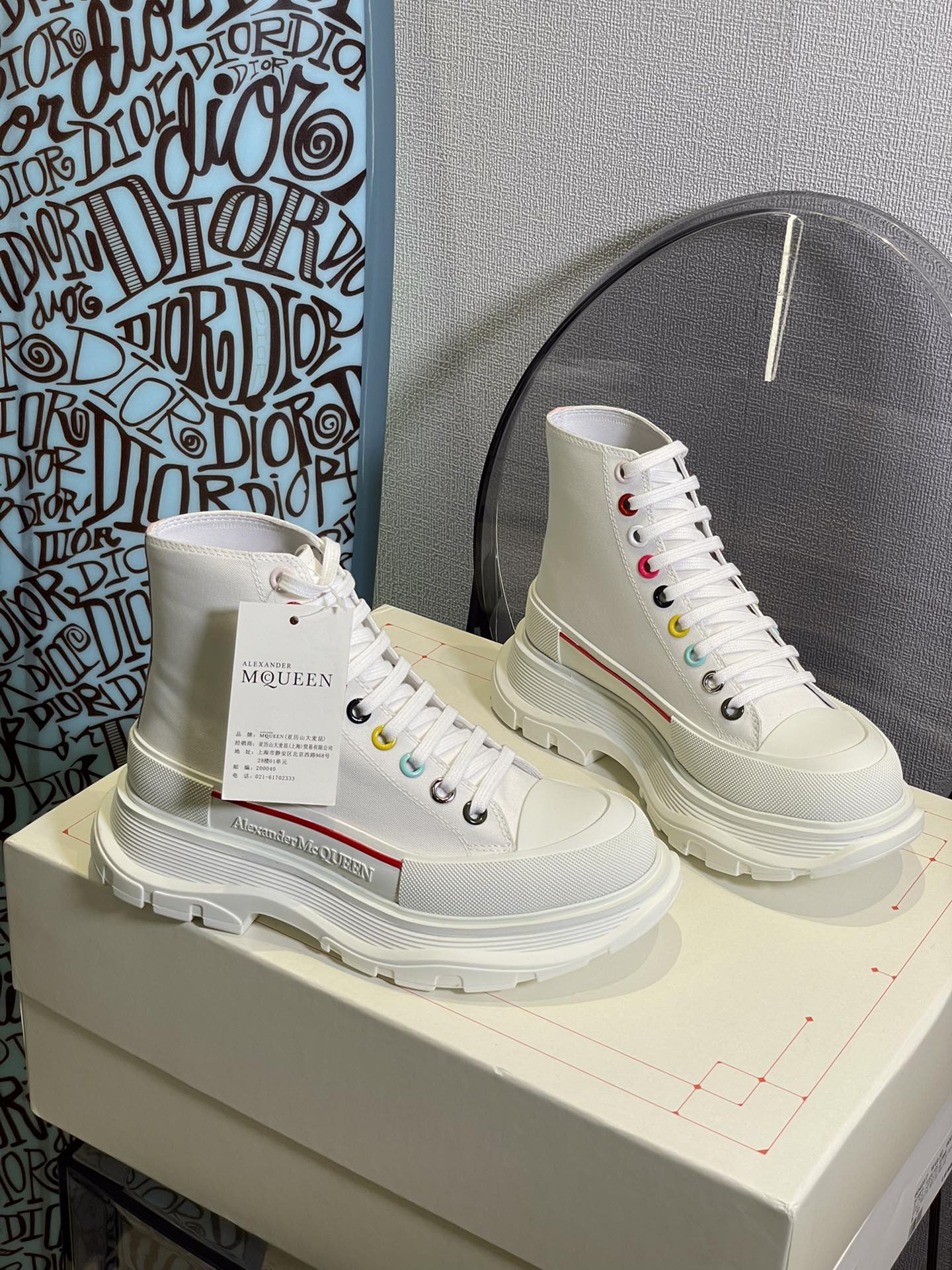 Высокие парусиновые туфли на платформе McQueen Rainbow