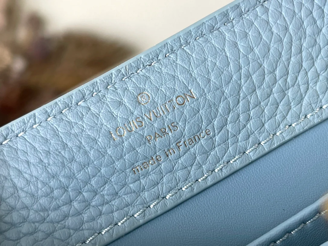 m21166-LV-Taurilon Leather-Capucines Сумка-Змеиный Синий-Мини