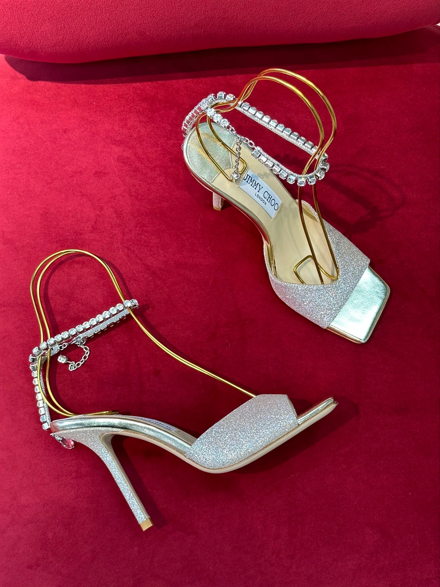 Jimmy - Новинка сезона весна/лето 2023 - Босоножки на высоком каблуке с открытым носком - Серебристые